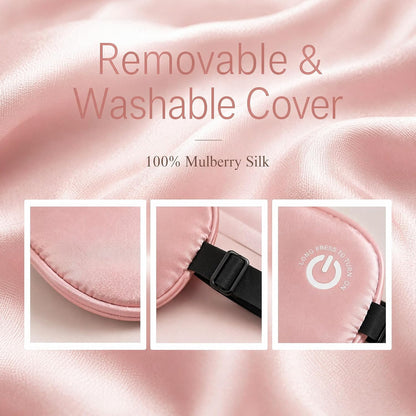 Heated Eye Mask for Dry Eyes, Cordless Rechargeable Warm Compress with 100% Mulberry Silk Cover, 3 Heat Settings, 20-Min Auto-Off, FSA-HSA Eligible Eye Mask for Home, Office & Travel