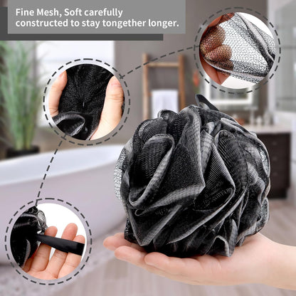 FARMOGA Bath Loofah Sponge Body Scrubber Shower Sponge Exfoliating Mesh Pouf Shower Ball Bath Sponges for Women and Men Bathing Accessories (4Pack 50G Colorful)