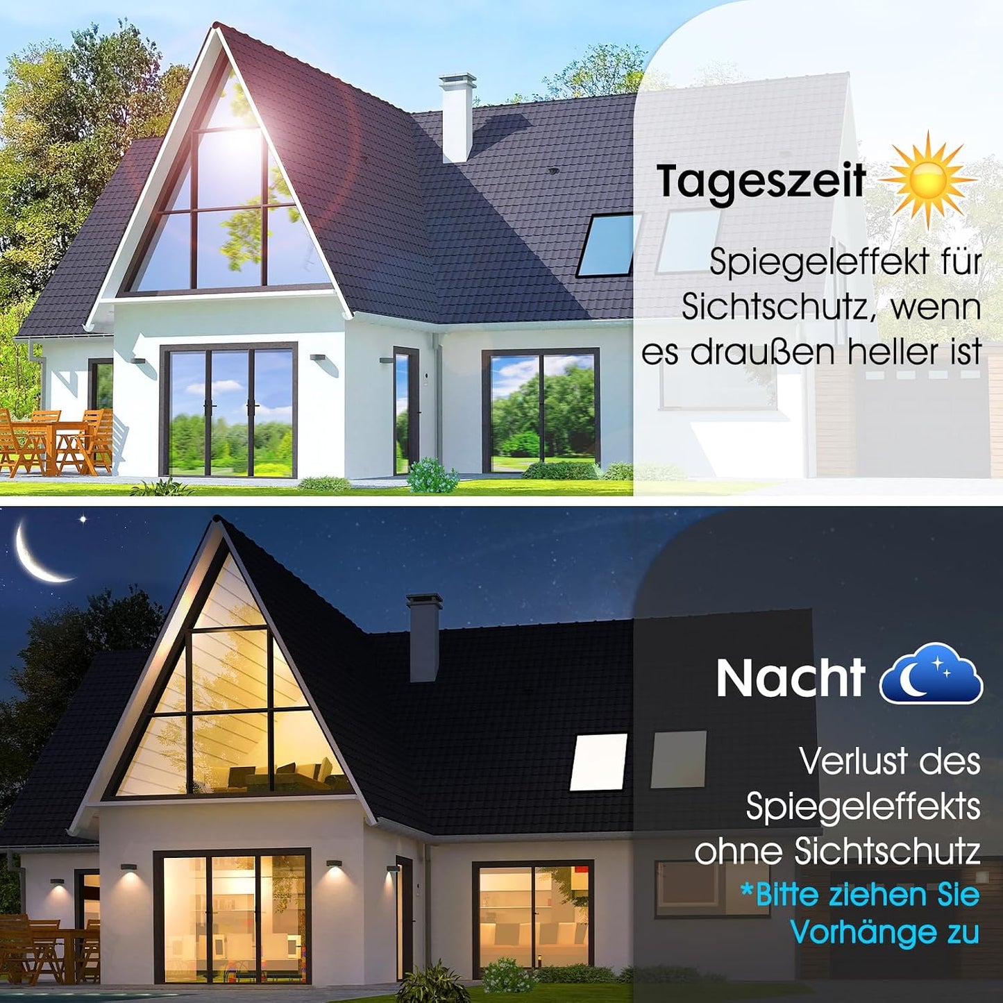 rabbitgoo Window Privacy Film One Way Window Tint for Home, Removable Reflective Heat Sun Blocking Anti UV Glass Door Covering, Mirror Tinting Film House Office, 17.5 Inch X 6.5 Feet, Black Silver