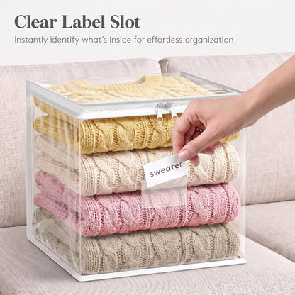 Lifewit Clear Zippered Storage Bags, Plastic Sweater Storage Bags Clothing Organizer for Blankets Linen Sweater Bed Sheet Quilt Clothes (15.7 x 13.8 x 3.9 Inch)