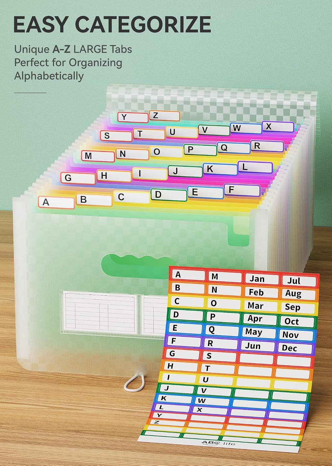 ABC life 26 Pockets Accordion File Organizer, Expanding File Folders