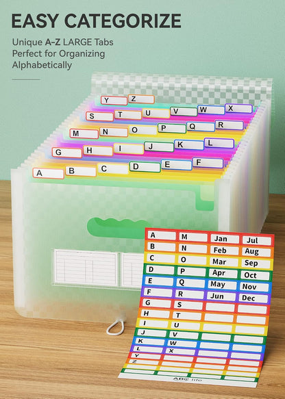 ABC life 26 Pockets Accordion File Organizer, Expanding File Folders