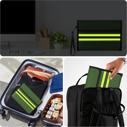 Fireproof Waterproof Document Bag - 5200°F Water Resistant Fire Proof Money Bag, 3 Layers of Heat Insulated Storage with Zipper, 7.9"x5" Portable Files Safe Pouch for Cash Passport (Black)