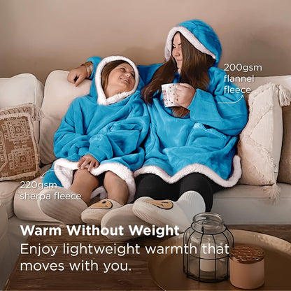 Bedsure Blanket Hoodie, Wearable Blanket Hoodie as Gifts for Mom, Birthday Gifts for Women Kids Teens Mother's Day Sherpa Sweatshirt, Grey, Standard