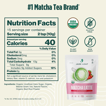 Jade Leaf Matcha Organic Matcha Latte Mix - Bulk Value Size - Lightly Sweet Japanese Matcha Powder with Organic Cane Sugar for Café Style Blend, 35.3 Ounce / 1000g (Pack of 1)