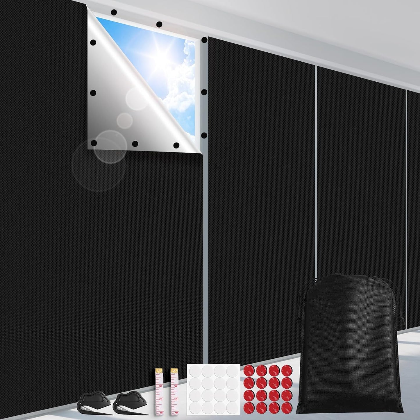 FADOTY 100% Blackout Curtains, 57"x 118" Portable Black Out Window Cover