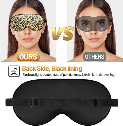 Sleep Mask, Silk Eye Mask for Sleeping with Adjustable Strap, Satin Blackout Sleeping Eye Mask for Men&Women, Comfortable Blindfold Eyeshade for Night Sleep(Black)