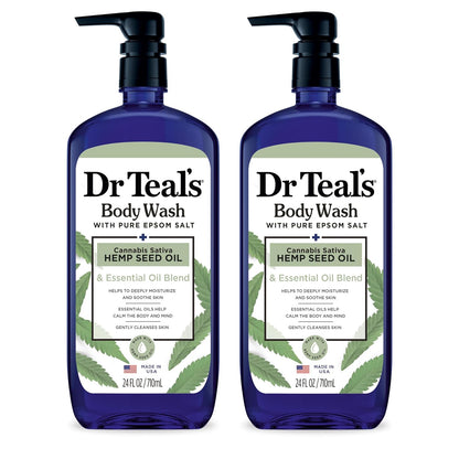 Dr Teal's Body Wash with Pure Epsom Salt, Relax & Relief with Eucalyptus & Spearmint, 24 fl oz (Pack of 2)