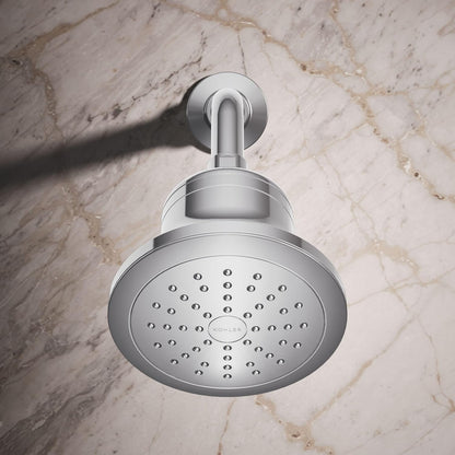 KOHLER 33631-Y-BN Cinq Round Single-Function Filtered Showerhead, Five-Layer Filtration, 2.5 GPM, Full Coverage Spray, Premium Durable Material, Vibrant Brushed Nickel