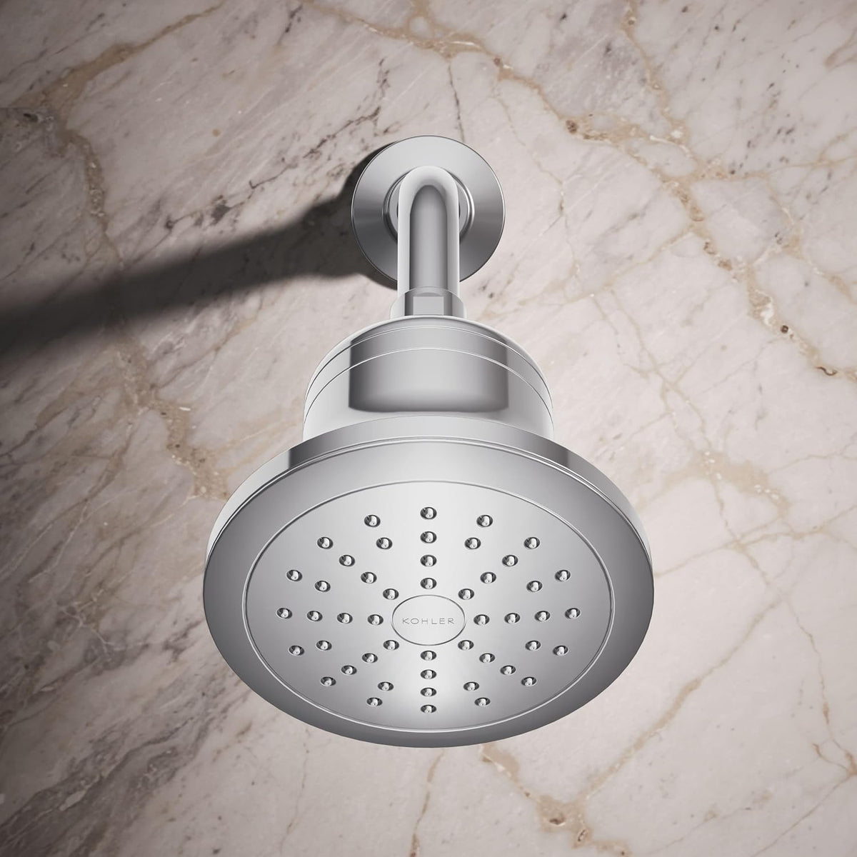 KOHLER 33631-Y-BN Cinq Round Single-Function Filtered Showerhead, Five-Layer Filtration, 2.5 GPM, Full Coverage Spray, Premium Durable Material, Vibrant Brushed Nickel