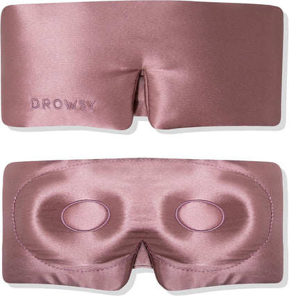 DROWSY Eyelash Protecting Silk Sleep Mask for Natural Lashes & Extensions. Deep Eye Cups, Zero Pressure, Total Blackout, Full Wraparound (Moonlight Shadow)