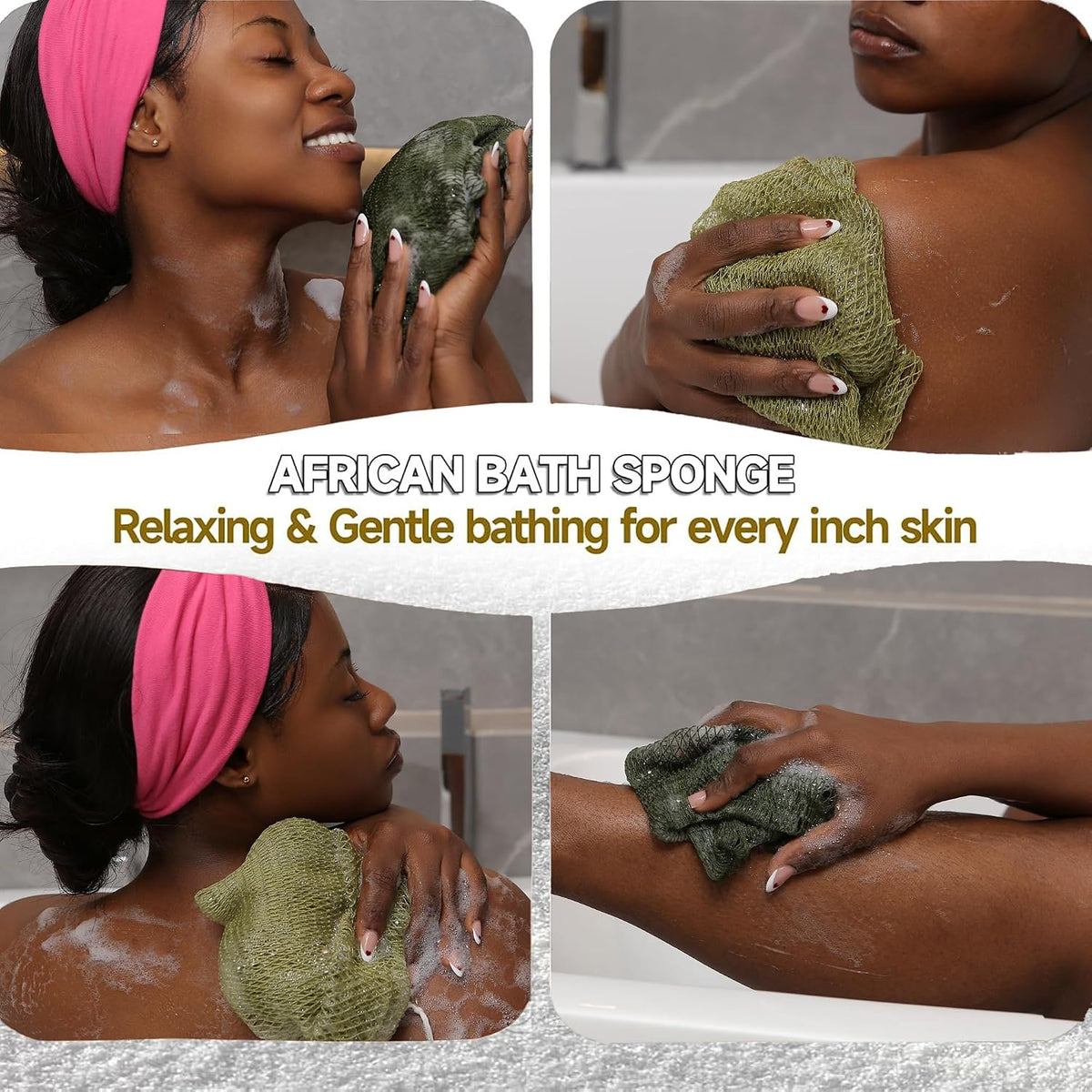 SubSahara African Net Sponge, 2 Pack 45-Inch Exfoliating Bath Scrubber