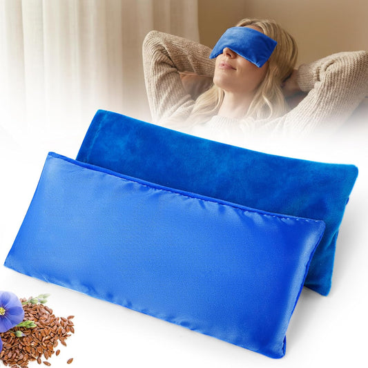 Eye Pillow for Yoga, Relaxation, Sleeping, Microwavable Weighted Eye Mask Heated for Meditation, Dry Eyes, Moist Heat Hot & Cold Eye Compress with Flaxseeds Therapy (Pink)