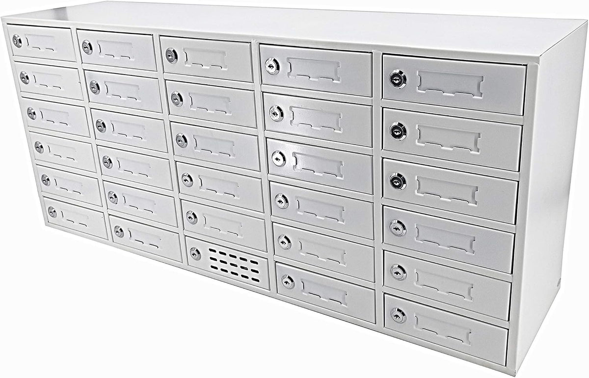 FixtureDisplays® 30-Slot Cell Phone Smartphone Charging Station Lockers Assignment Mail Slot Box USB Femal Ports in Each Slot Max 5 Watts Per Slot Output 15252-USB-NPF