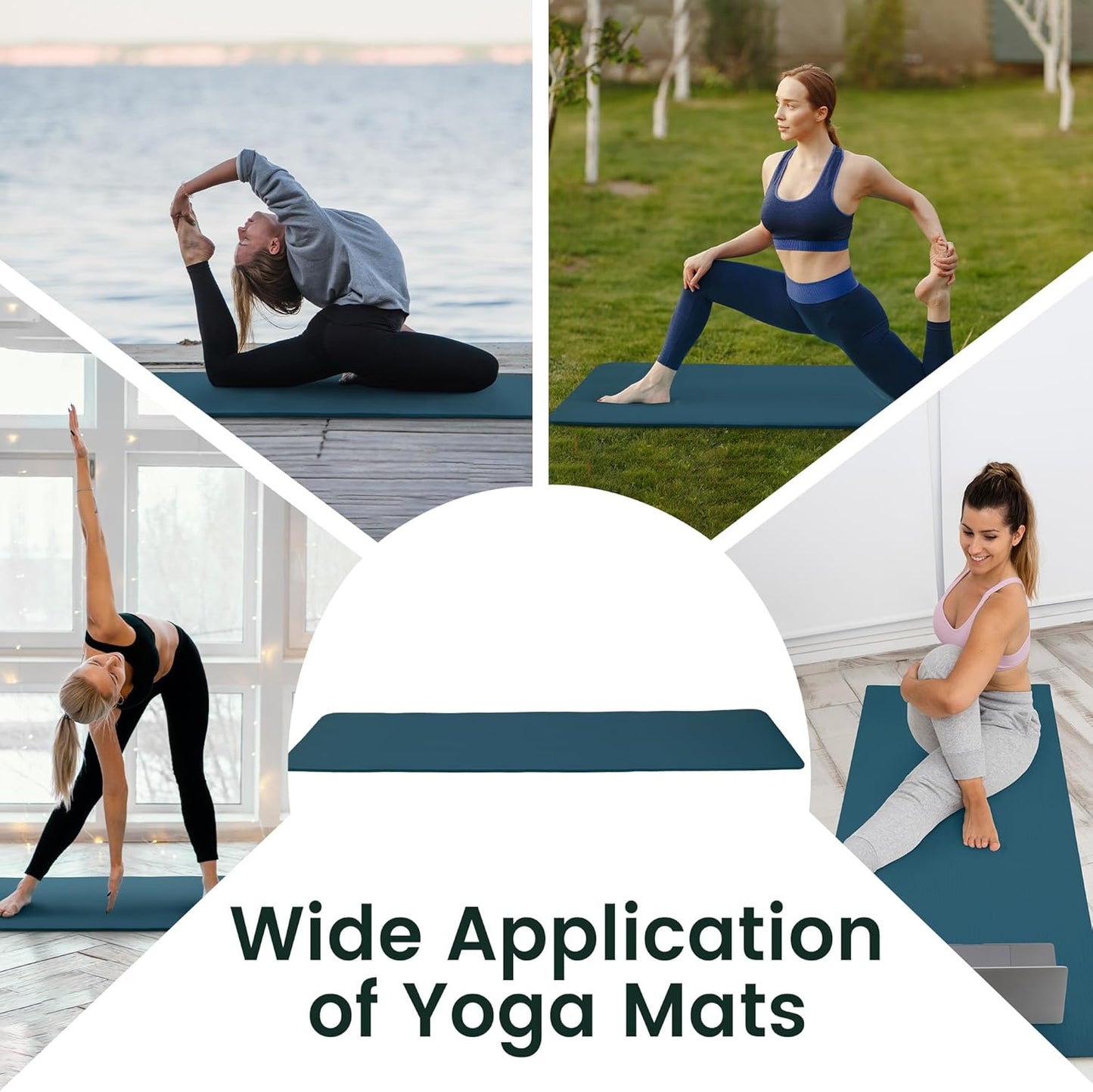 Fitvids Yoga Mat, 1/2-Inch Extra Thick High Density Exercise Mat, Anti-Tear Exercise Yoga Mat with Carrying Strap, Suitable for Various Yoga Exercises