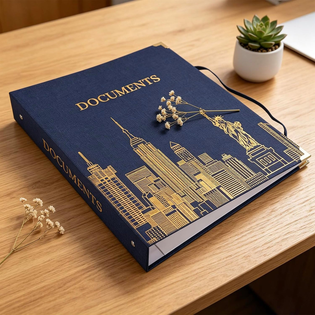 Important Document Organizer Linen Binder with 12 Pockets, Premium File Folders with Labels for Important Papers All Documents in One Place Home College School Office Supplies