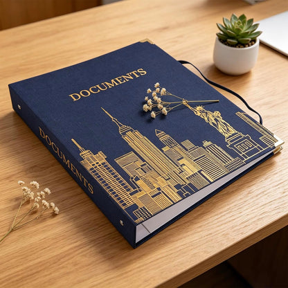 Important Document Organizer Linen Binder with 12 Pockets, Premium File Folders with Labels for Important Papers All Documents in One Place Home College School Office Supplies