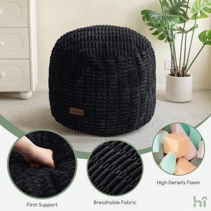 HIGOGOGO Pouf Ottoman Stuffed Round Modern Foam Filled Foot Rest Poufs for Living Room Chair Decorative 20 X 15 Inches Boho Relax Stool for Wedding Christmas Party, Beige