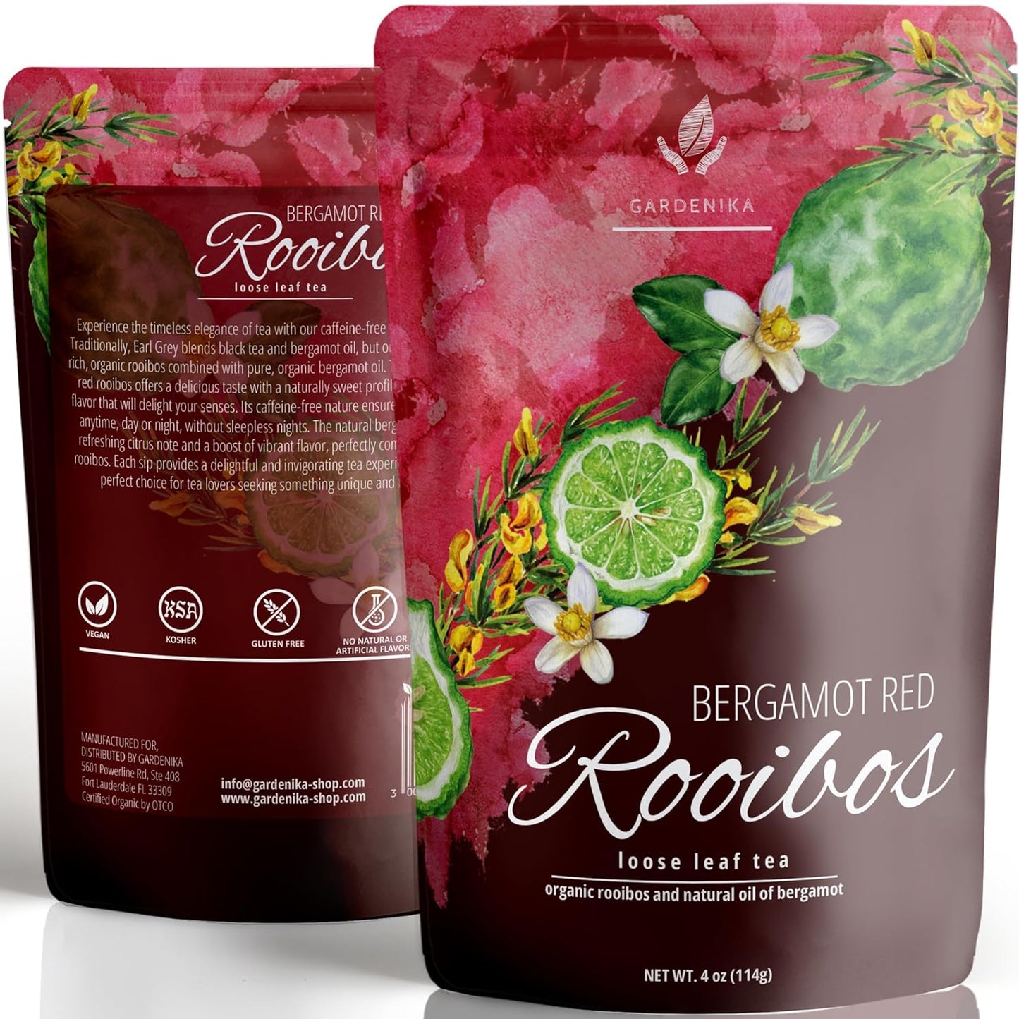 Gardenika Organic Loose Leaf Tea Sampler – 8 Pack, 1 LB – Herbal and Naturally Caffeine-Free Set - Ayurvedic Assortment Blend