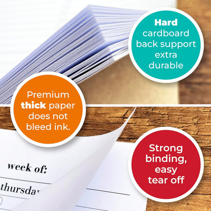 Weekly Planner Pad, Weekly To Do List Notepad, Tear Off Undated Weekly Planner Notepad, A4 Size (8,3" X 11,7"), Premium Thick Paper with Cardboard Back Support, Weekly Desk Planner by Hadigu