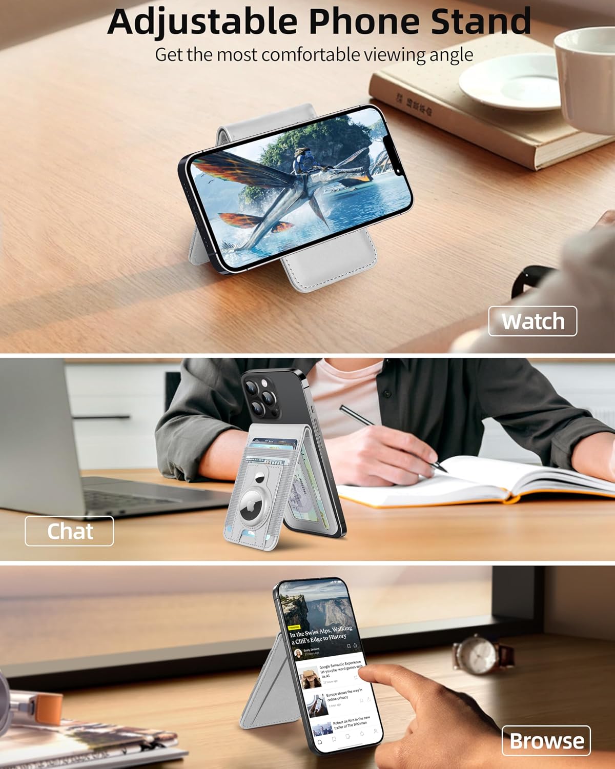 For Magsafe Wallet Stand with Airtag Holder, 10 Cards Holder, RFID Blocking