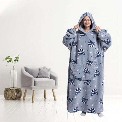 Capecage Blanket Hoodie, Long Hooded Blanket Sweatshirt as Birthday Gifts for Women Men, Long Wearable Blanket for Women Men.
