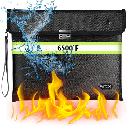 Upgraded Fireproof Money Bag,10 Layers of Heat Insulated Materials 6500°F
