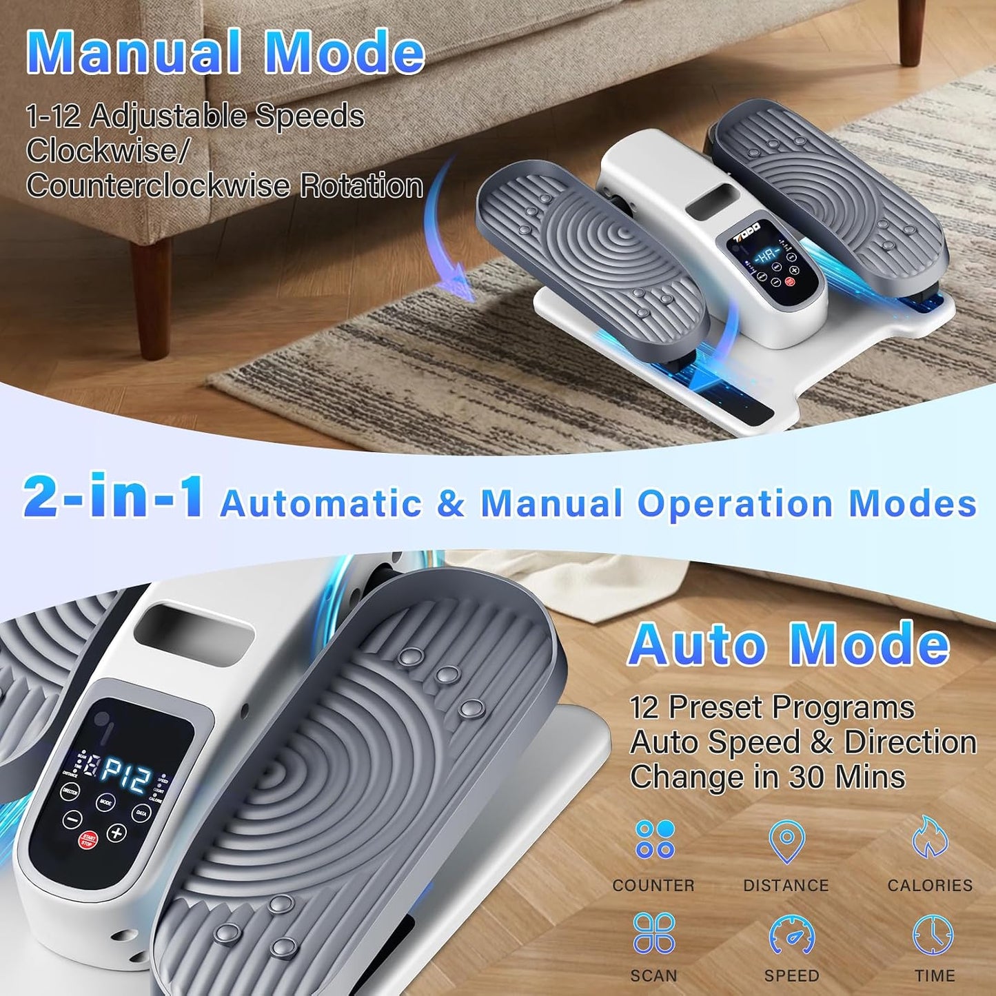 Under Desk Elliptical Machine, Electric Elliptical Leg Exerciser for Seniors with 12 Adjustable Speeds & Remote Control, Pedal Exerciser, Portable Quiet Electric Seated for Home Office
