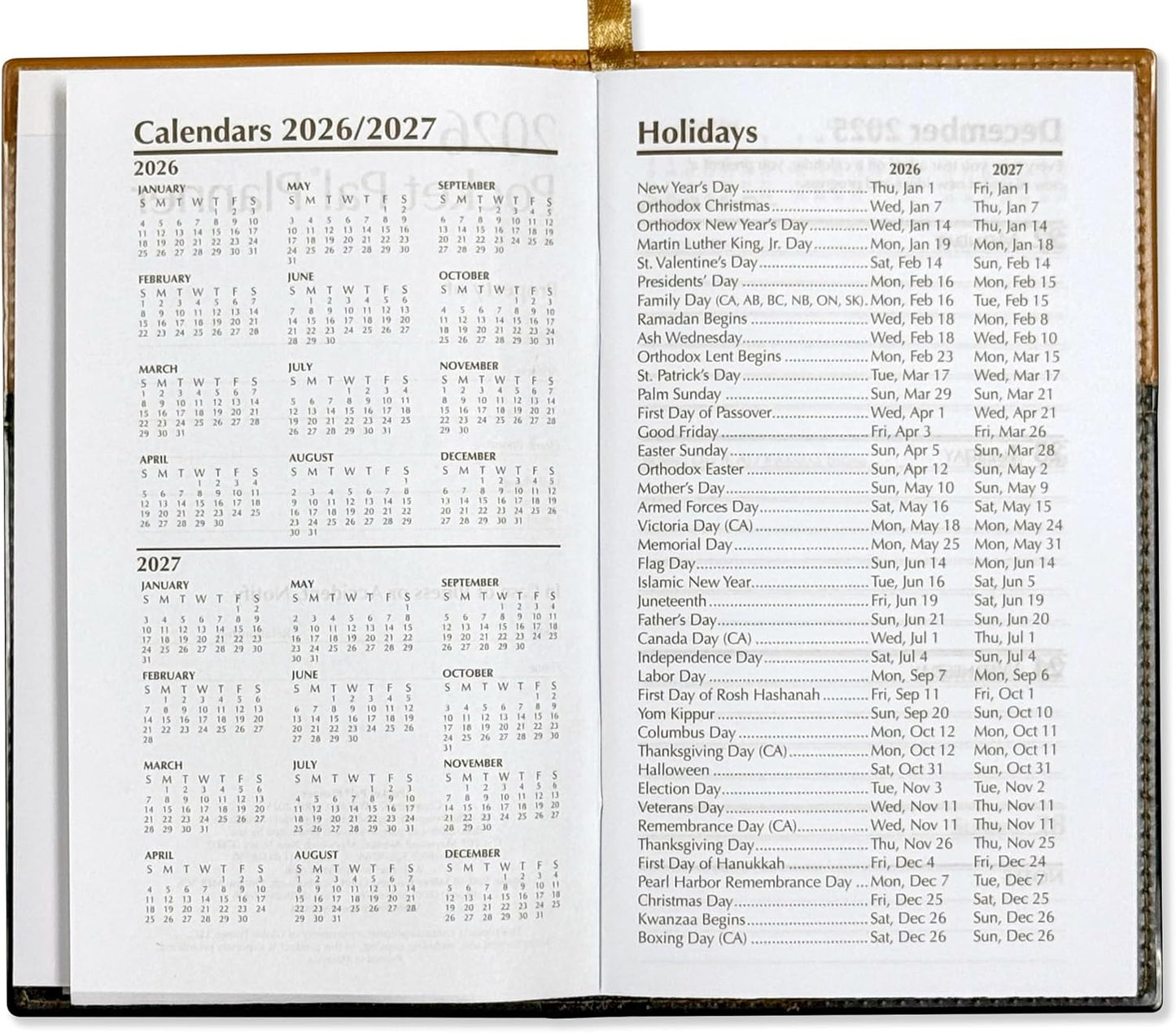 BookFactory 2026 Weekly Pocket Calendar Planner with Notepad