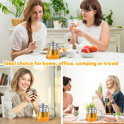 Glass Teapot with Stainless Steel Infuser, Borosilicate Glass Tea Maker, Stovetop Safe (550ML)