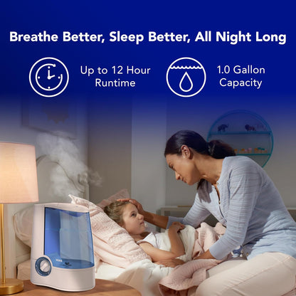 Vicks Warm Mist Humidifier for Small to Medium Rooms, White