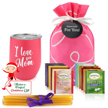 Tea Lovers Gifts Basket - Gift Set Include Temperature Retention Cup 12 Special Blend Teabags & Honey Presented in Beautiful Gift Bag For Women & Men - Birthday, Get Well, Thinking of You Care Package