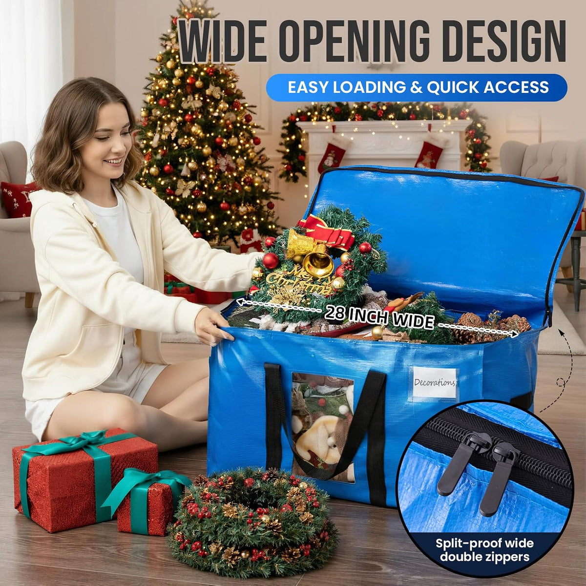 TAILI Blue Extra Large Moving Bags,Storage Bags with Visible Window