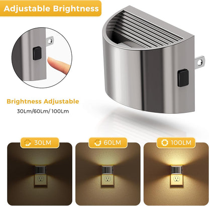 L LOHAS LED Night Light, Night Lights Plug into Wall with Dusk to Dawn Sensor, 3 Brightness Level, 2 Pack, 1600K Amber, White Housing