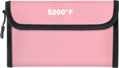 Fireproof Waterproof Document Bag - 5200°F Water Resistant Fire Proof Money Bag, 3 Layers of Heat Insulated Storage with Zipper, 7.9"x5" Portable Files Safe Pouch for Cash Passport (Black)