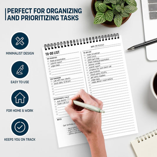 To Do List Notepad 8.5x11" - Large Size, 52 Sheets - Daily Planner Notebook