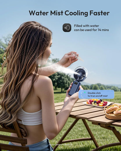 Gaiatop Portable Misting Fan, Rechargeable Handheld Fan with Water Spray