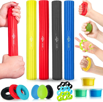 DICYWUDI Flex Therapy Bar and Grip Strength Trainers Set, Physical Therapy & Resistance Bar for Golfers Elbow,Tendinitis,Wrist,Forearms Pain, Improve Grip Strength and Relieve Pain