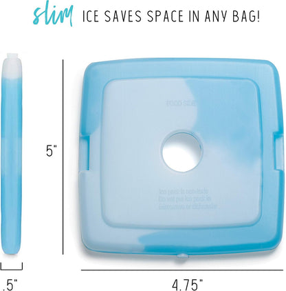 Cool Coolers by Fit + Fresh, 4 Pack Slim Ice Packs, Space Saving Reusable Ice Packs for Lunch Boxes or Coolers