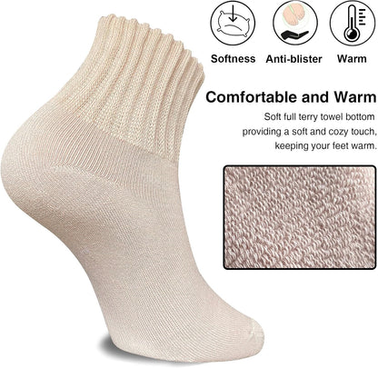 suaskk Womens Cozy Solid Thick Cushioned Thermal Crew Boot Socks 4 Pairs | Soft and comfortable, Arch Support, Non-Slip, Sturdy and durable