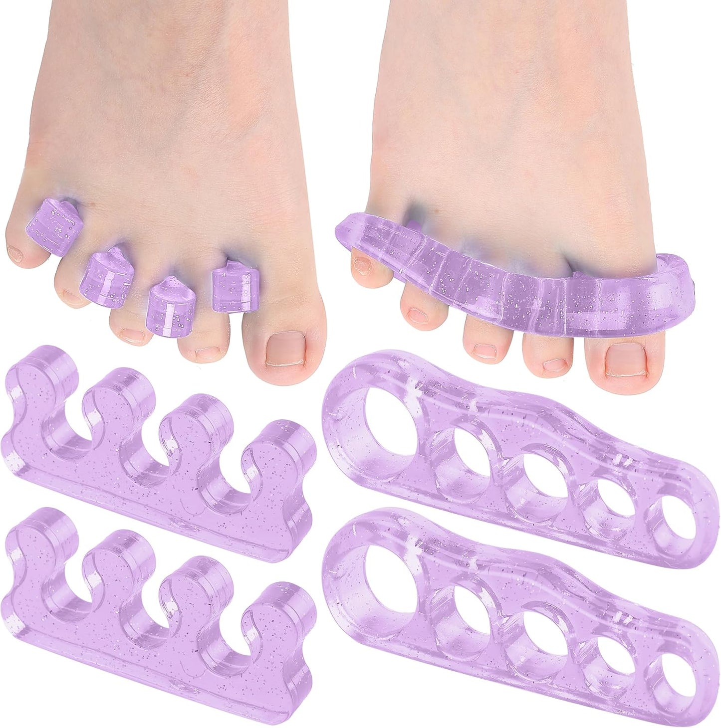 DR. JK- ToePal Gel Toe Separator, 2 Pairs, Toe Spacers, Toe Straightener, Hammer Toe Straightener, Toe Spreader, Toe Stretcher, Toe Corrector for Women and Men, Bunion Corrector