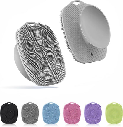 Soft Silicone Body Scrubber, Gentle Like a Hand Exfoliating Your Skin and Build Up Lather Easily, Back Large Suction Cup Easy to Store, Long-Lasting & Deep Clean (Pink)