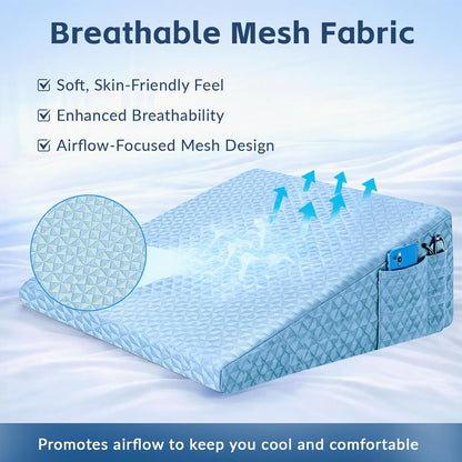 Wedge Pillow for Sleeping, 7.5" Memory Foam Bed Wedge Pillow