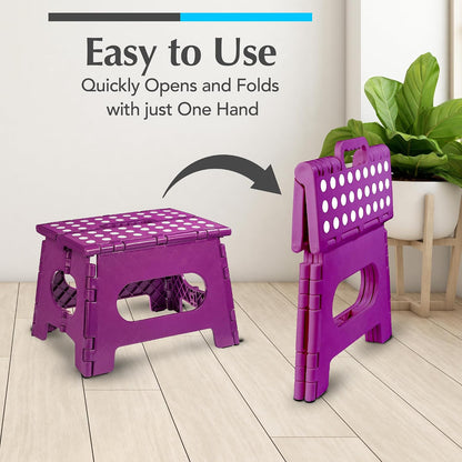 Handy Laundry Folding Step Stool - Sturdy Enough Collapsible Stool to Support Adults - Opens Easy with One Flip - Great for Kitchen, Bathroom or Bedroom (Black - 9 Inch)