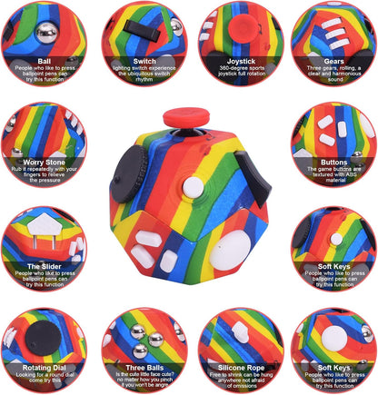 UOOEFUN Small Fidget Toys,12 Sided Fidget Toys,Mini Cube Toys Relief Stress,Autism and Anxiety Depression Anti for Kids Adults Improve Focus (Grey)