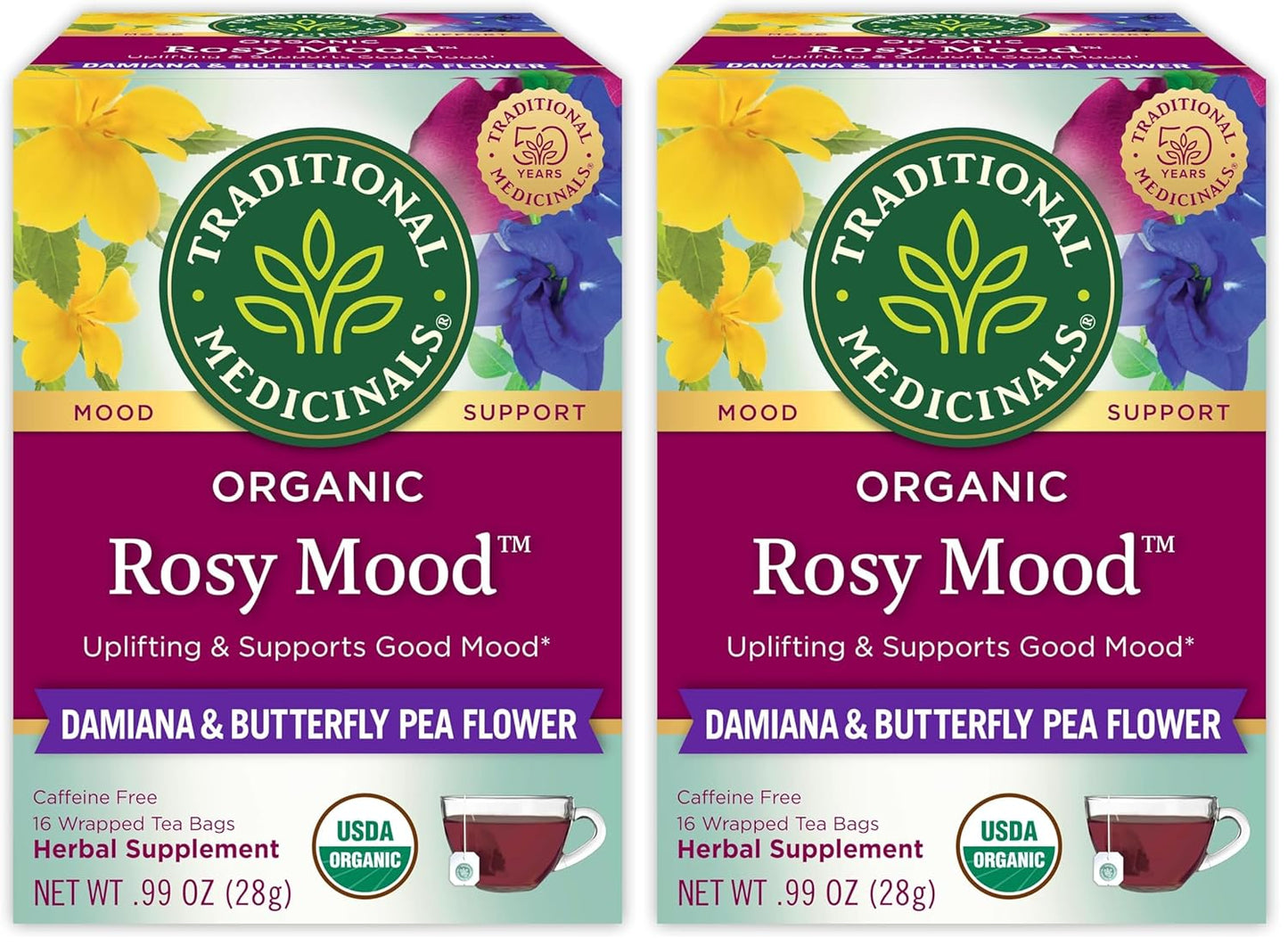 Traditional Medicinals Organic, Lemon Balm - Supports Stress Relief & Digestive Health - Kosher, Non-GMO, Caffeine-Free, Compostable - 16 Tea Bags