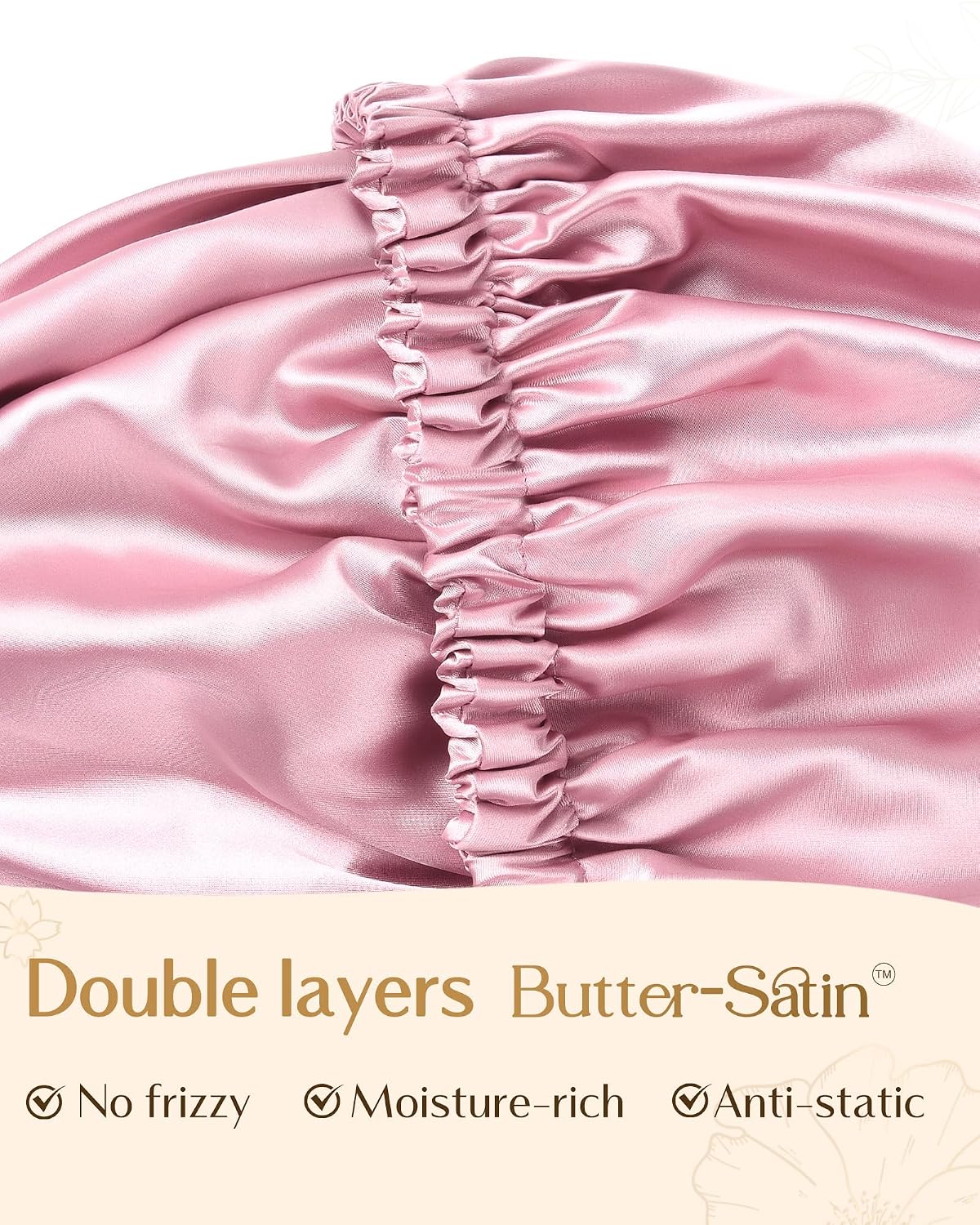 YANIBEST Adjustable Satin Bonnet Double Layer Hair Bonnet for Sleeping Bonnets for Women Hats Curly Natural Hair, Blush Pink