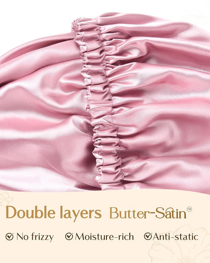 YANIBEST Adjustable Satin Bonnet Double Layer Hair Bonnet for Sleeping Bonnets for Women Hats Curly Natural Hair, Blush Pink