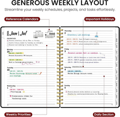 Planner 2026-2027, 8.5" x 11" Weekly and Monthly Academic Year Planner Calendar, July 2026 - June 2027, Hardcover Large School Planning Agenda With Tabs, Perfect for School & Office Supplies, A4, Green