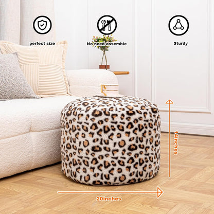 Round Pouf Ottoman 20 x 20 x 14 Inches Boho Poof Home Decor Floor Pouffe Ottoman Foot Rest for Couch Sofa Bean Bag Chairs Living Room Bedroom (Green)
